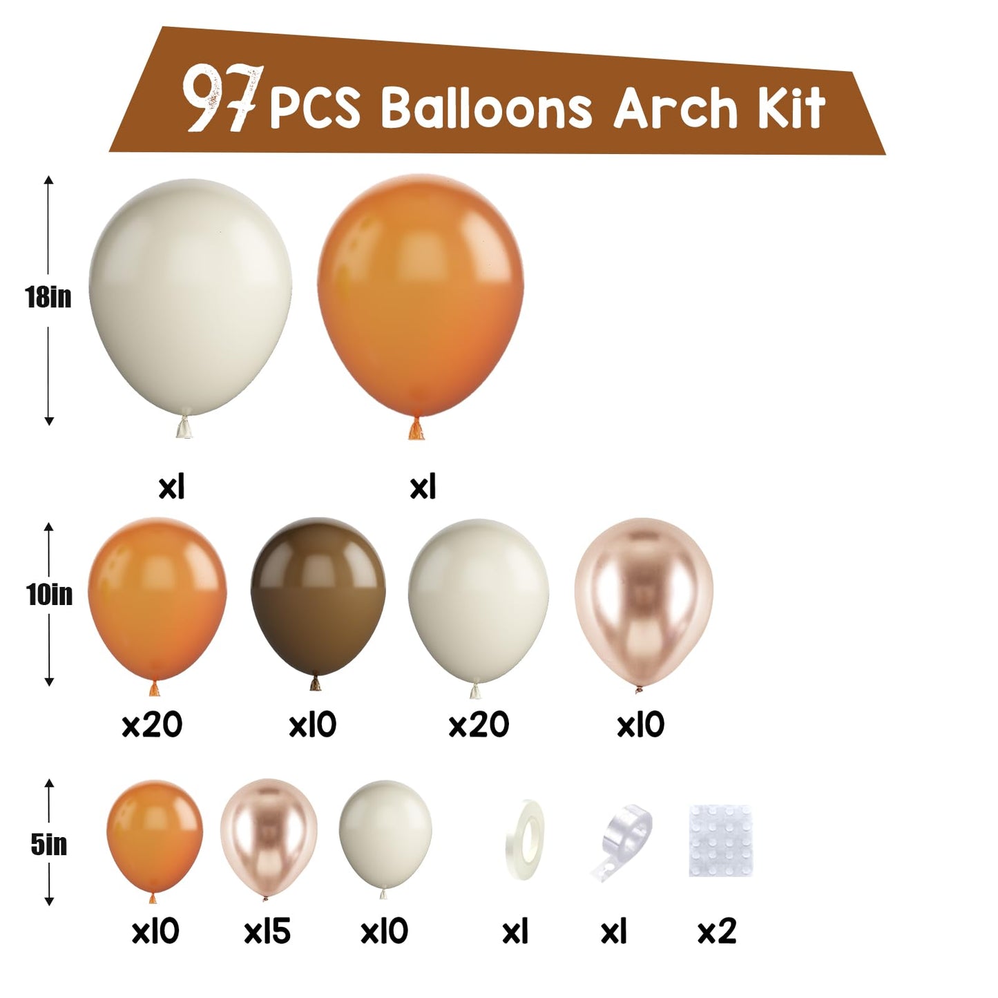 Paready Orange Balloon Arch Kit, 97 Pcs Orange Sand White Balloon Garland Kit Metallic Champion Gold Party Balloons Beige Brown