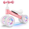 Vvinca Baby Balance Bike For 1 Year Old Girl Gifts, 4 Colorful Lighting Silent Wheels, 10-24 Month Toddler Soft Seat Balance Bik