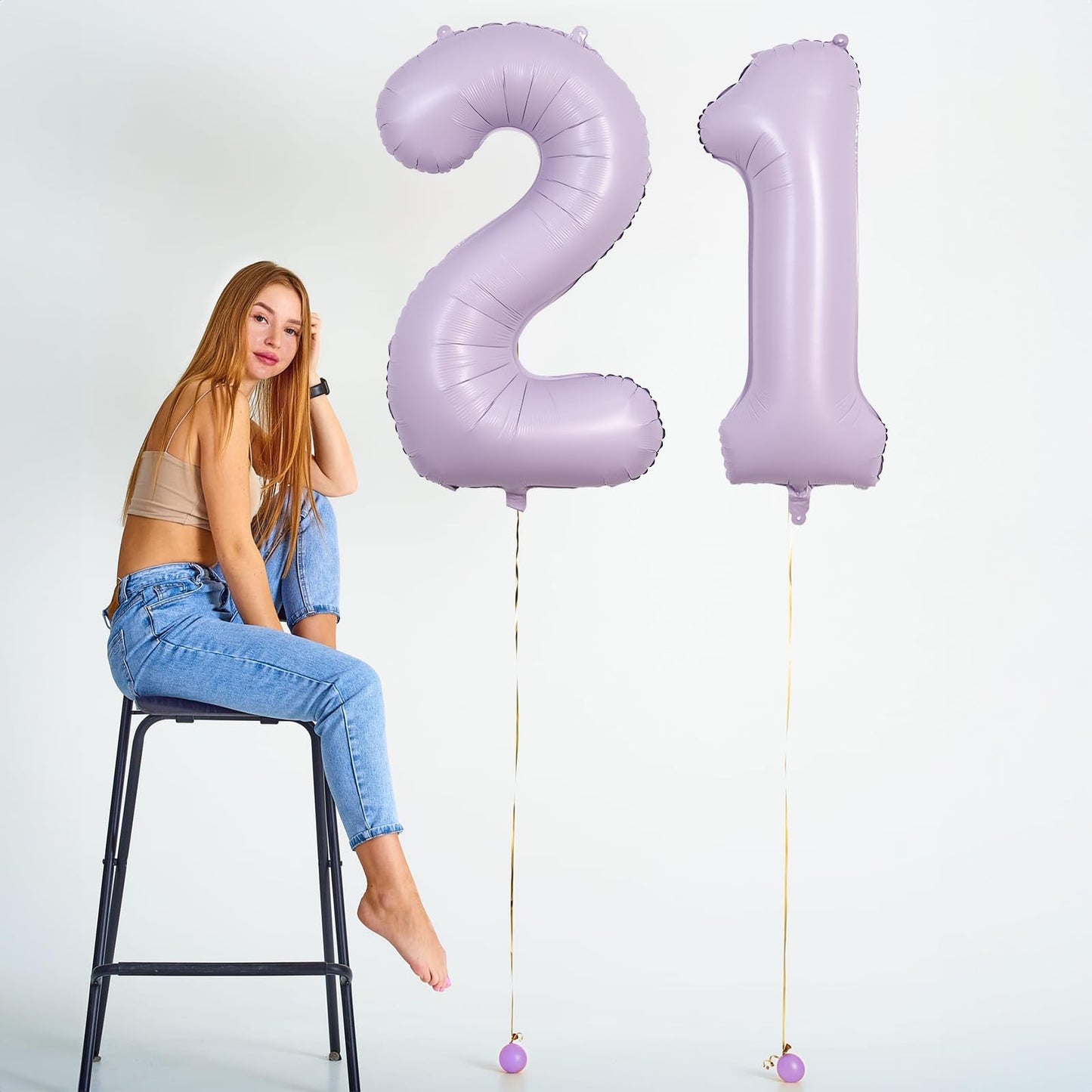 Pastel Dusty Purple Number 18 Birthday Balloons, 40 Inch Foil Number 1 & 8 Balloons For Women, 18Th Birthday Balloons Light Purp
