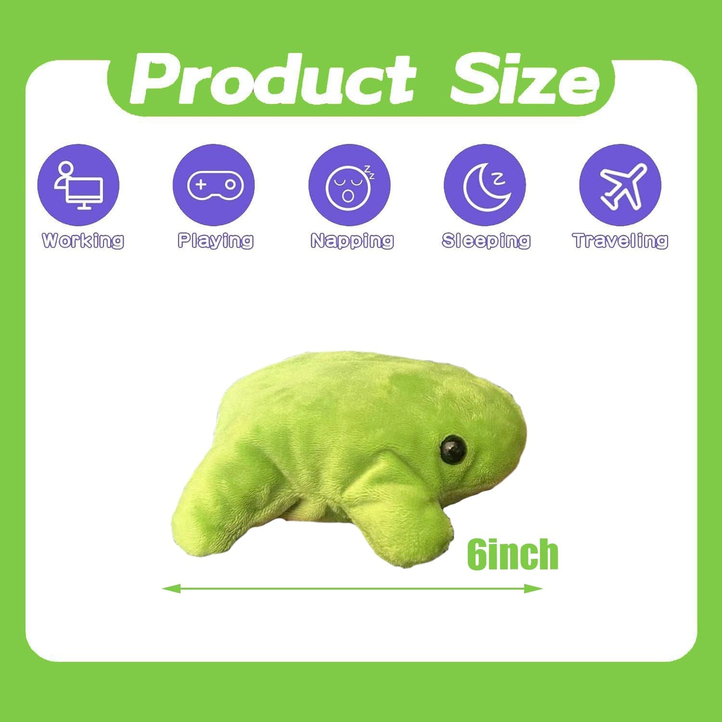 Weightedplush Baby Bean Frog Plush, 7Inch Cute Soft Fluffy Frog Stuffed Animal Weighted Frog Plushie Toy With Plastic Pellets, S