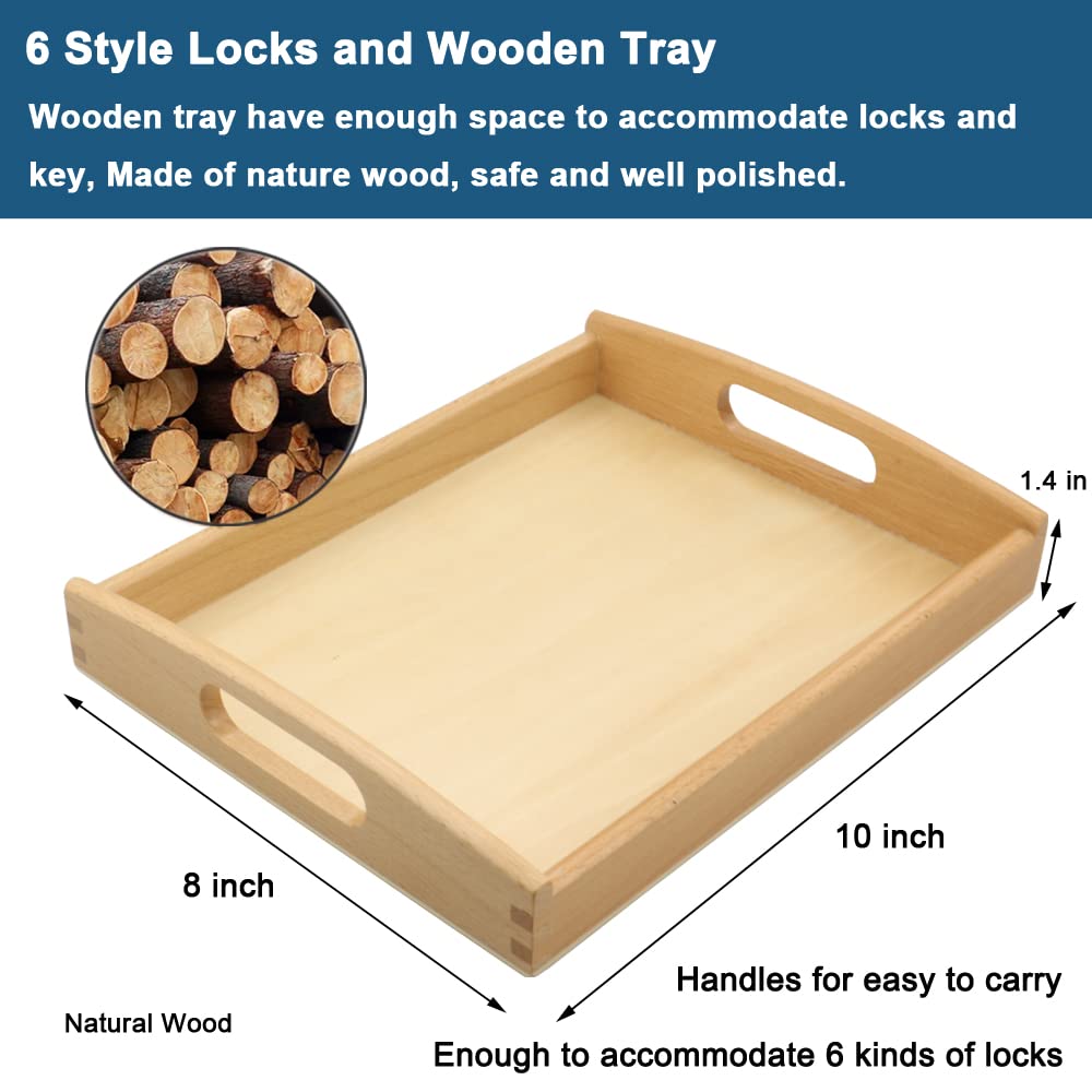 Inslat Montessori Lock And Key Toy Set For Toddlers, Montessori Elementary Materials Educational Stem Toy Matching Games Lock Set With Wooden Tray For 3 4 5 Year Old Kids