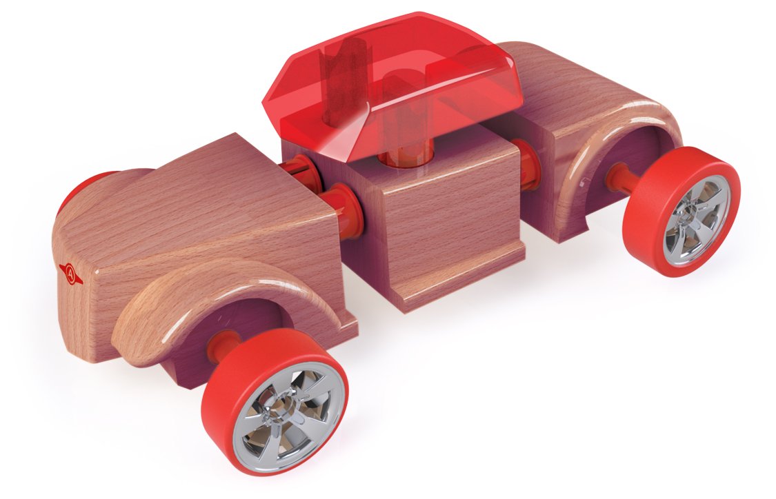 Automoblox Mini HR5 Scorch & SC1 Chaos 2-Pack, Red & Purple, 4.5"x1.75", Wooden Toy Cars