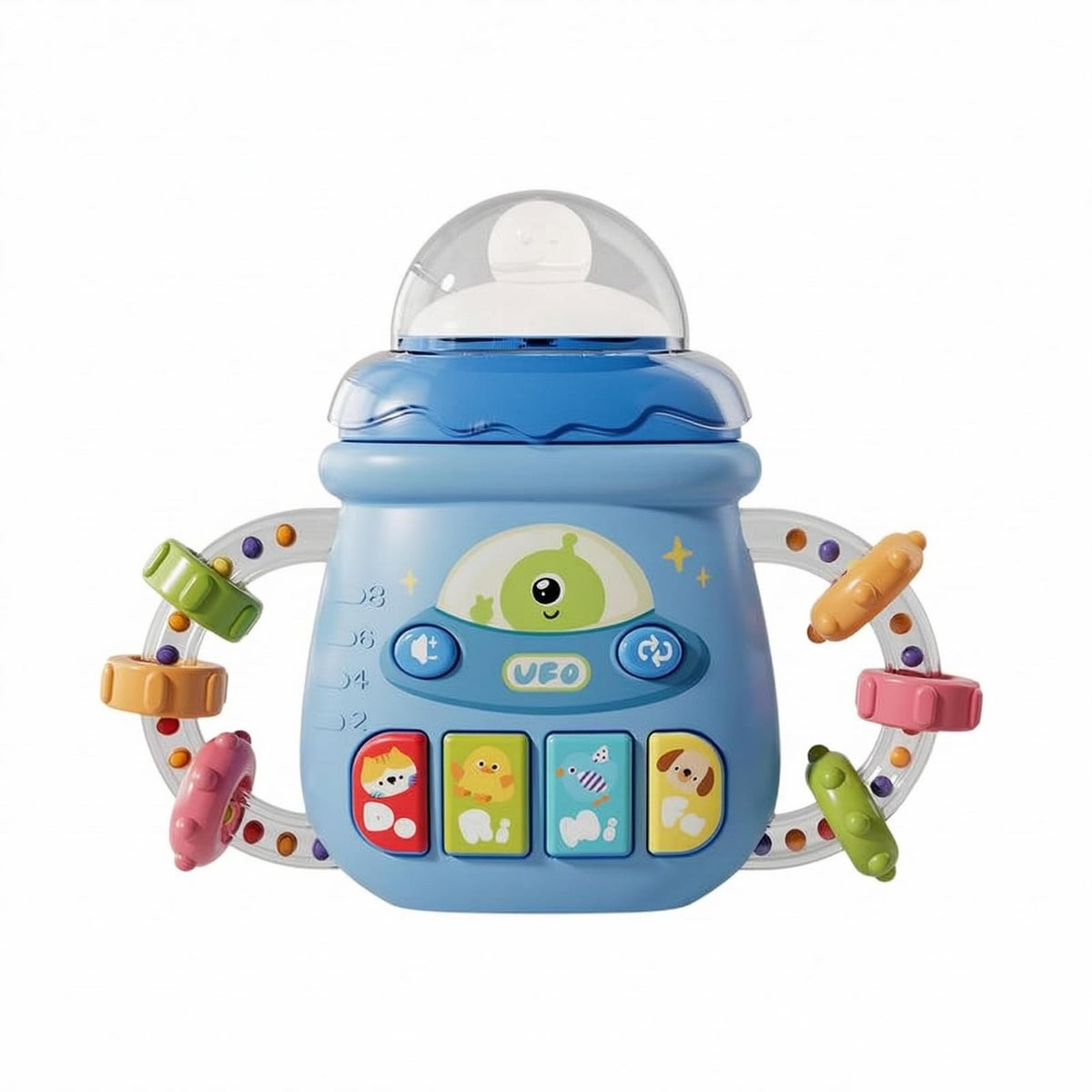 Enakshi Clear Dome Top BottleShaped Sensory Toy Movable Bead Rings Sensory Baby Toy Bottle Movement Skills Giant Baby Rattle Em