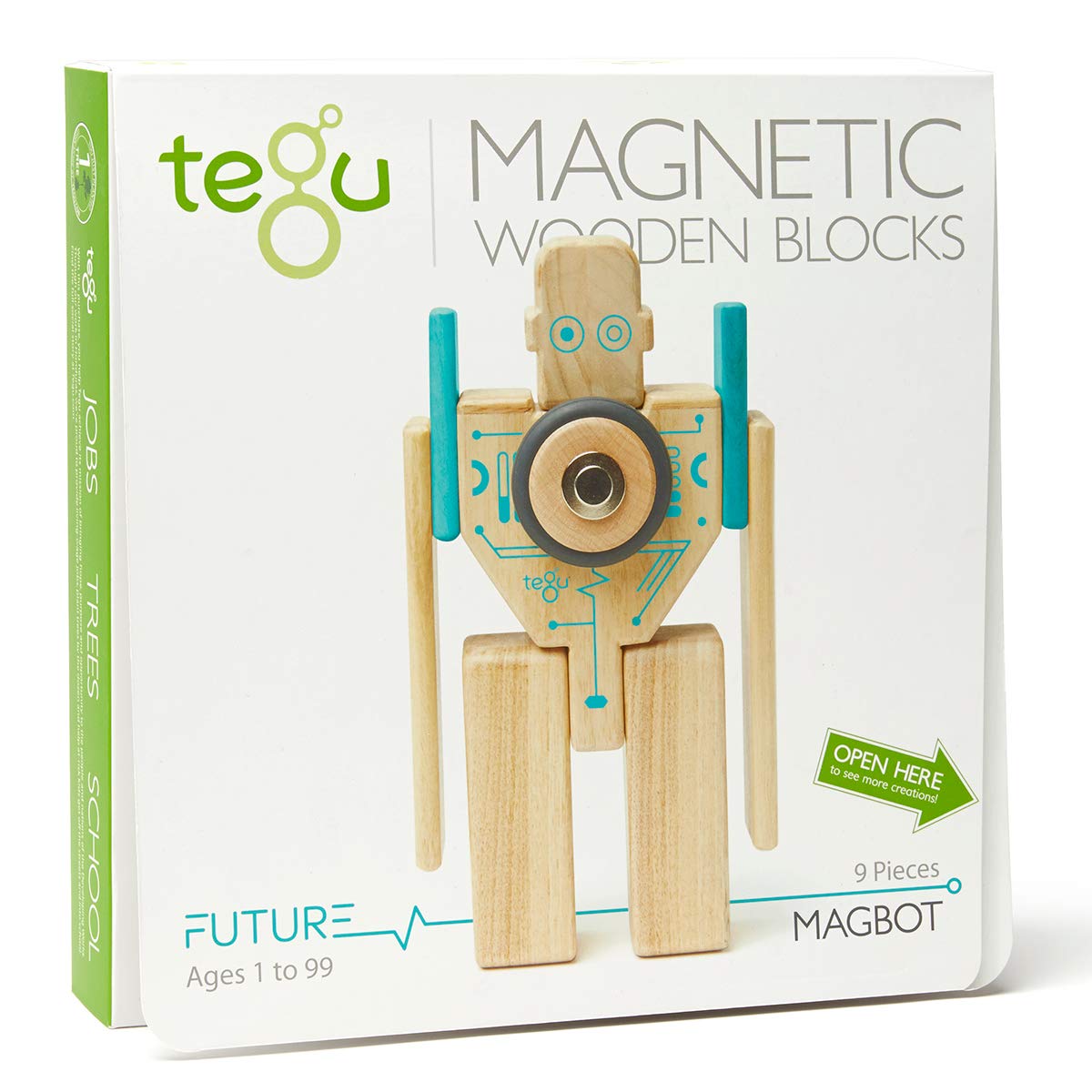 Tegu Magbot Magnetic Wooden Block Set, 1-99 Years Old, 9 Piece