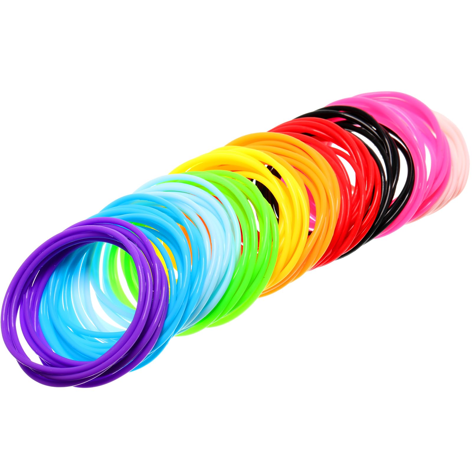Hotop 100 Pcs 80s Multicolor Silicone Jelly Rubber Bracelets Hair Ties Women, Mixed Style, Random Color