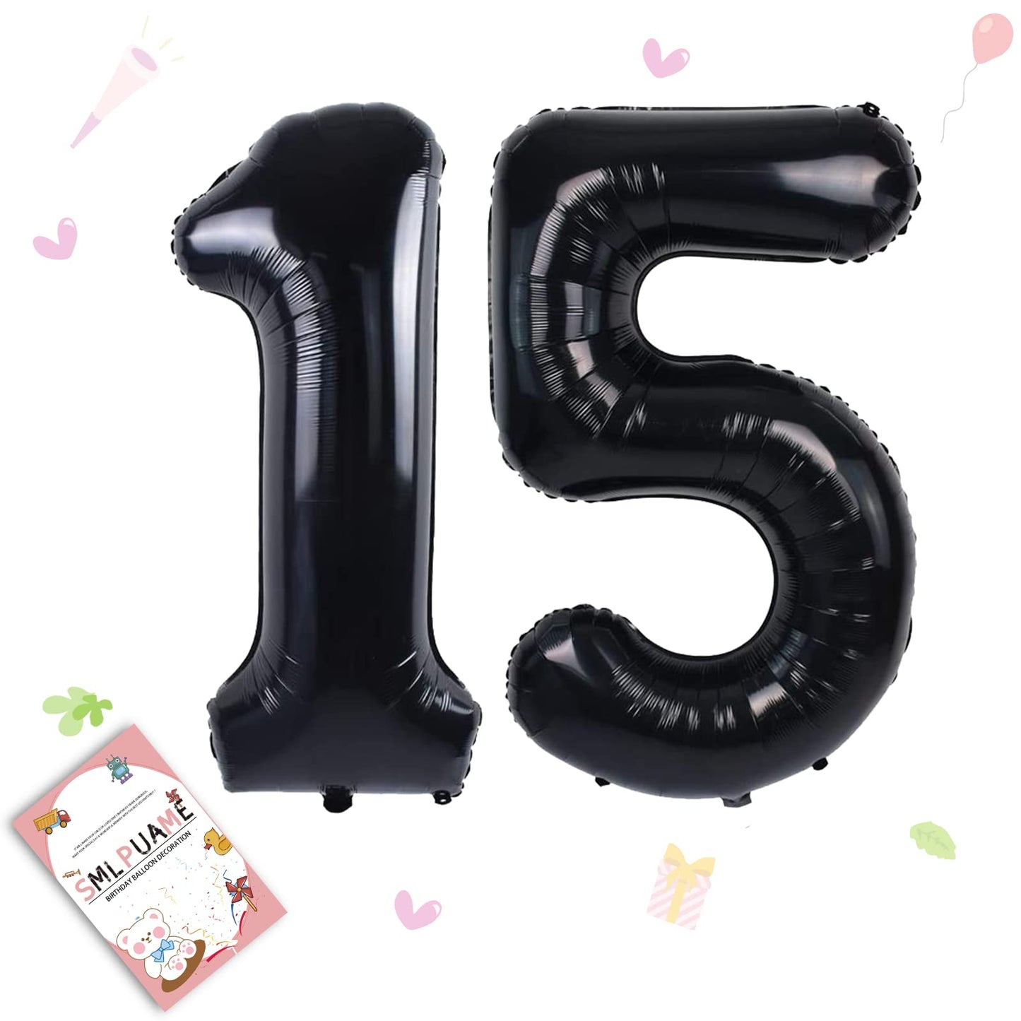 Smlpuame 40 Inch Number Balloon 0-9 Black Large Number 15 Balloons,Digital Balloons For Birthday Party Celebration Decorations S