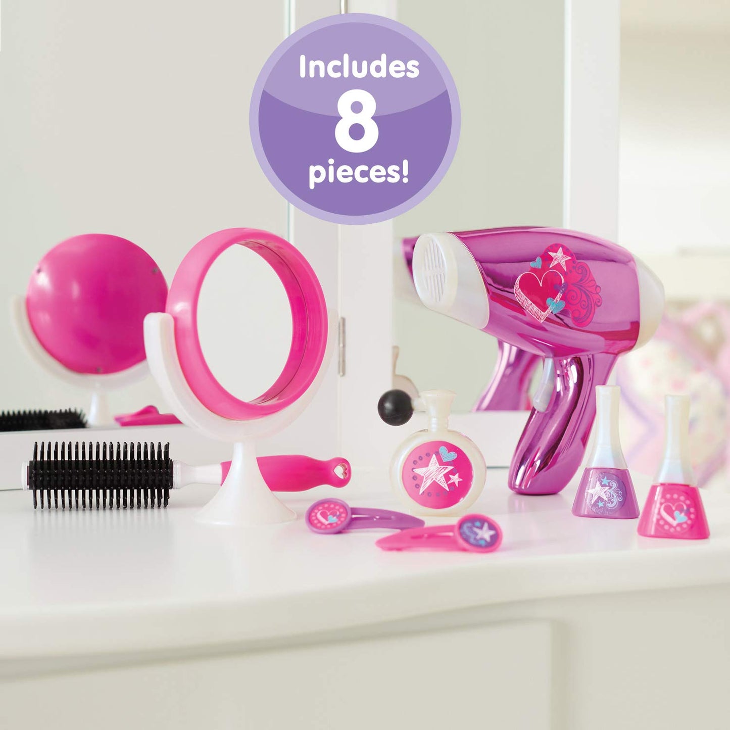Kidoozie Glamour Girls Styling Set - Pretend Play Hair and Cosmetics Set for Children Ages 3 and Above