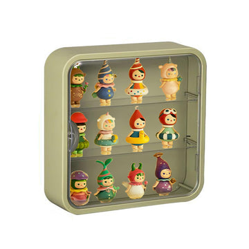 Clear Display Case For Figures, Wall-Mounted Doll Storage Box, Adjustable Display Stand With Door Dust And Moisture Proof Suitable For Lego Collectibles Action Figures Pop Mart (Green)