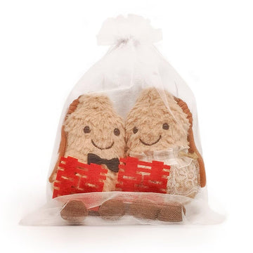 MUALML Peanut Plush Toy - 6'' Bride & Groom Stuffed Toys, Adorable Food-Themed Wedding Decor, Unique, Fun Proposal or Bridal Sho