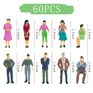 Onest 60 Pieces 1: 50 Scale Miniature People Figurines Mini Plastic Figurines Dollhouse Accessories Mini Figures Hand Painted St