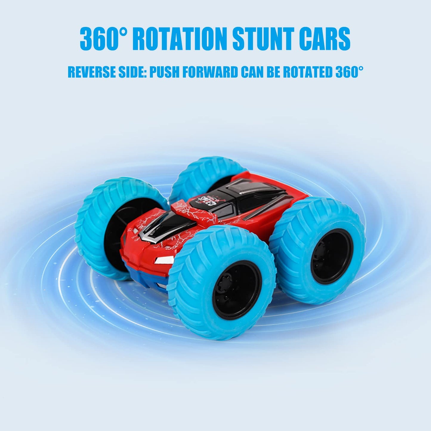 M SANMERSEN Flip Cars - 2 Pack 360 Rotating Stunt Car Toys for 3 4 5 6 Year Old Boys - Push and Go Vehicle Monster Toy Trucks Bo
