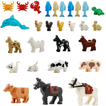 Baenrcy Animal Building Blocks Zoo Sencery Accessories Animal Set Building Bricks Kit Diy Building Set Compatible All Major Brands (28Pcs)