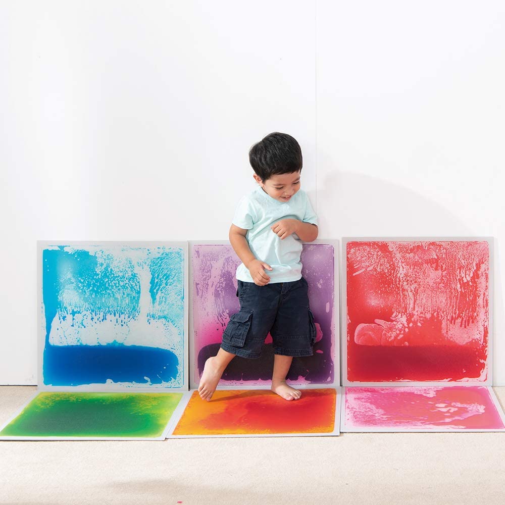 12 Inch X 12 Inch Colorful Liquid Floor Tile Mat For Kids, Bright Blue, Astm, Bs En71, Cpsia Certified