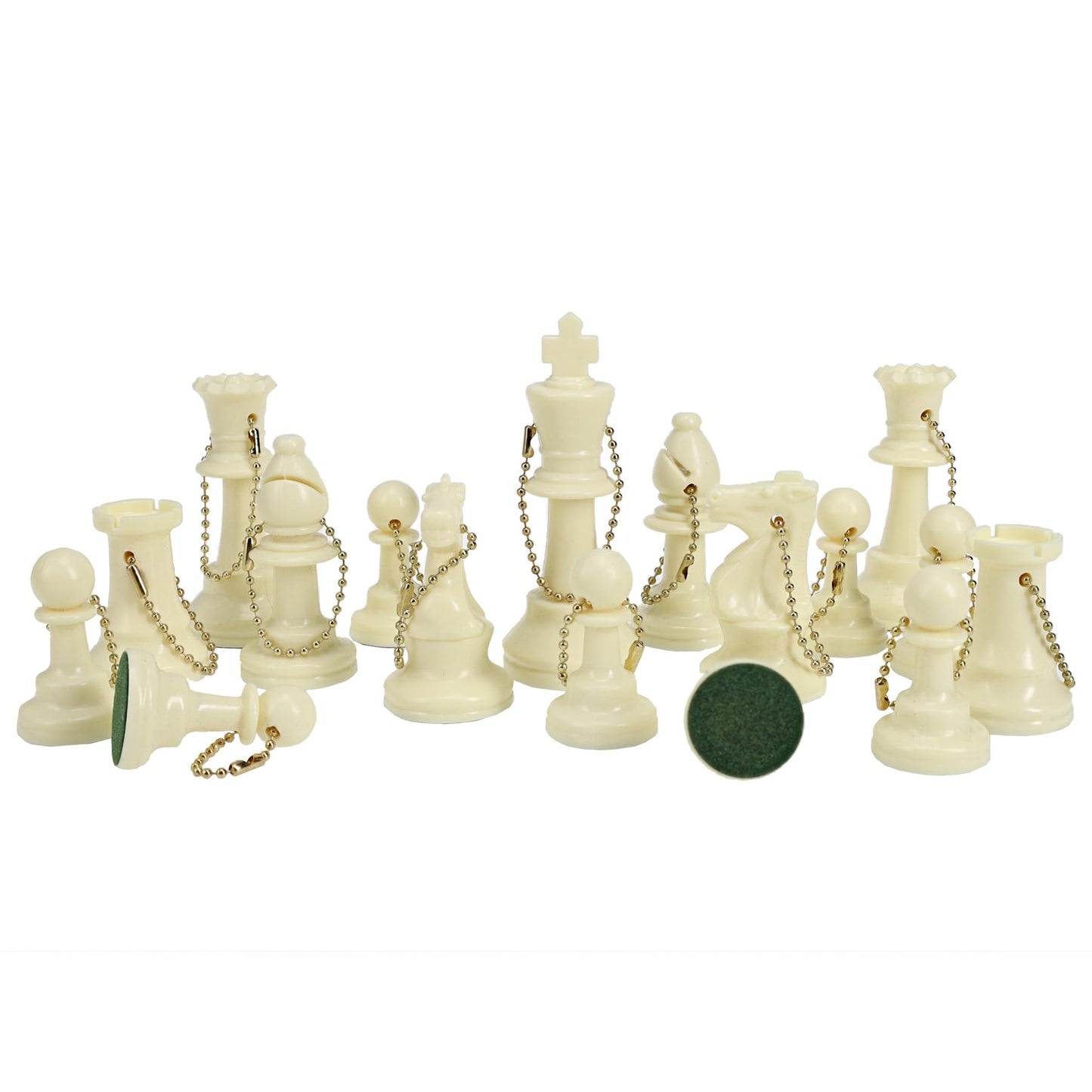 We Games Bulk Keychain Chess Set, 17 White Plastic Chess Pieces W/Chain, Key Ring, Cute Keychain Accessories, Keychain For Men, Car Keys Keychain