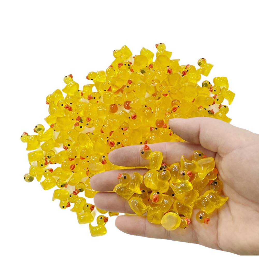 100Pcs Mini Resin Duck,15 Mm Dollhouse D  Cor Resin Ducks Glow In The Dark For Aquarium Decor Micro Fairy Garden Landscape Hide,