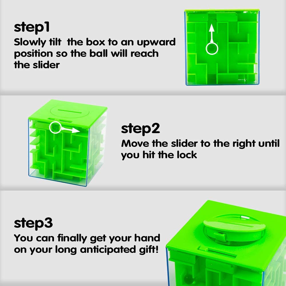 ThinkMax Money Maze Puzzle Box - Green Acrylic Gift for Kids & Adults
