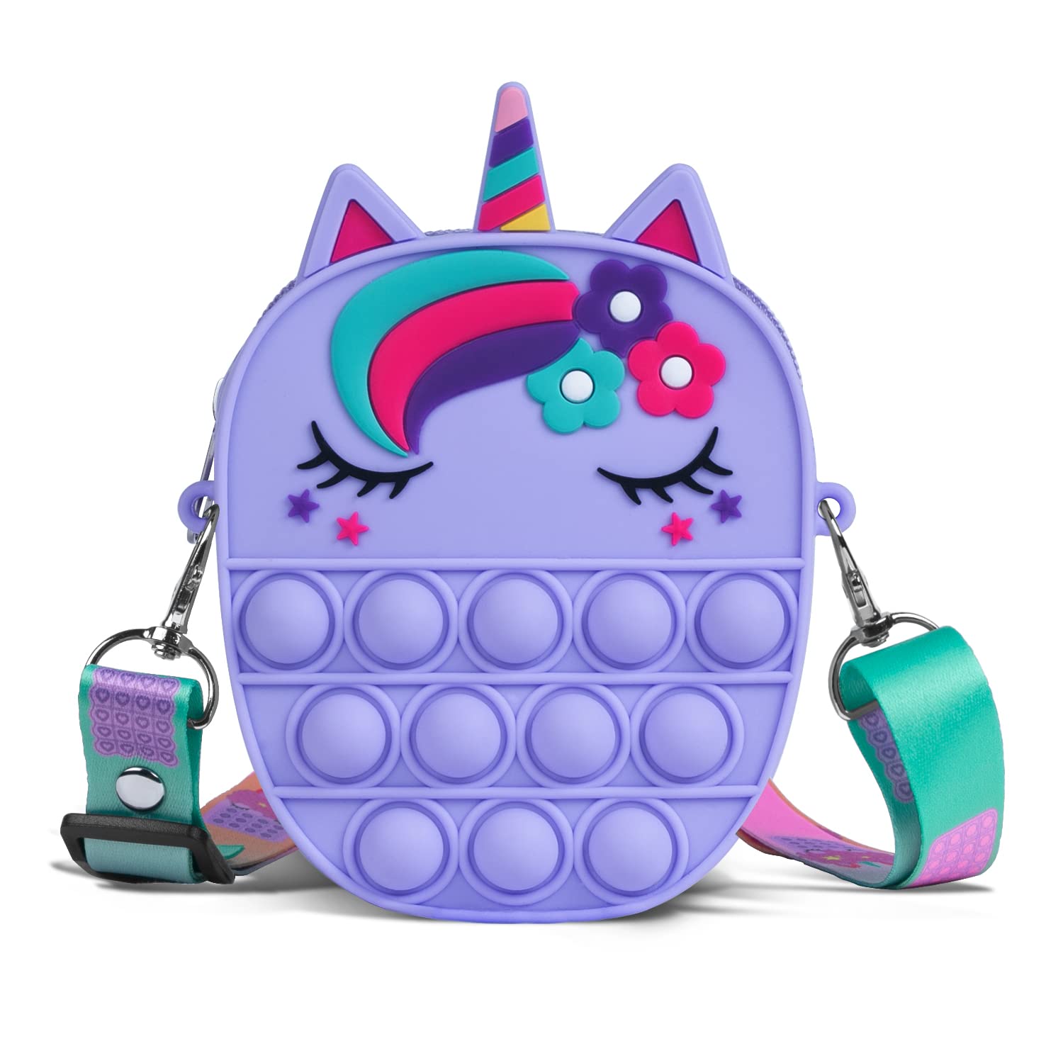 Sichy Pop Bag it Fidget Purse for Girls & Women with Unicorn Pop Toy, Anti Stress Silicone Poppet Bag