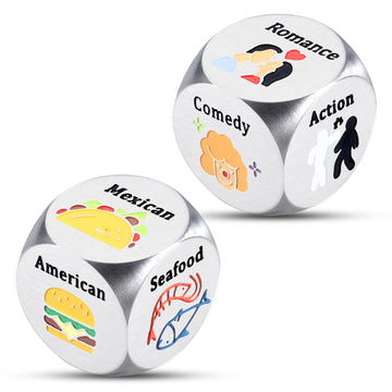 2PCS Date Night Dice 25th Anniversary Day Gifts for Couple 50th 11th Anniversary Steel Gifts Couple Games for Date Night Wedding