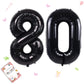 Smlpuame 40 Inch Number Balloon 0-9 Black Large Number 80 Balloons,Digital Balloons For Birthday Party Celebration Decorations S