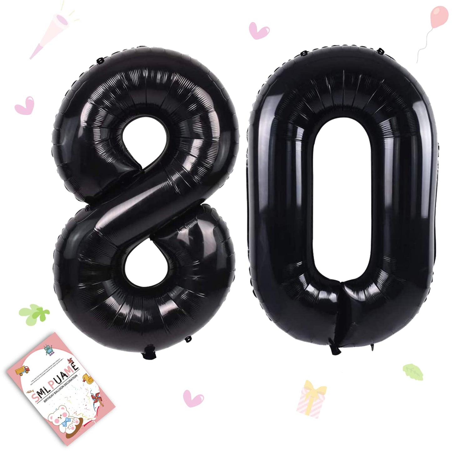 Smlpuame 40 Inch Number Balloon 0-9 Black Large Number 80 Balloons,Digital Balloons For Birthday Party Celebration Decorations S