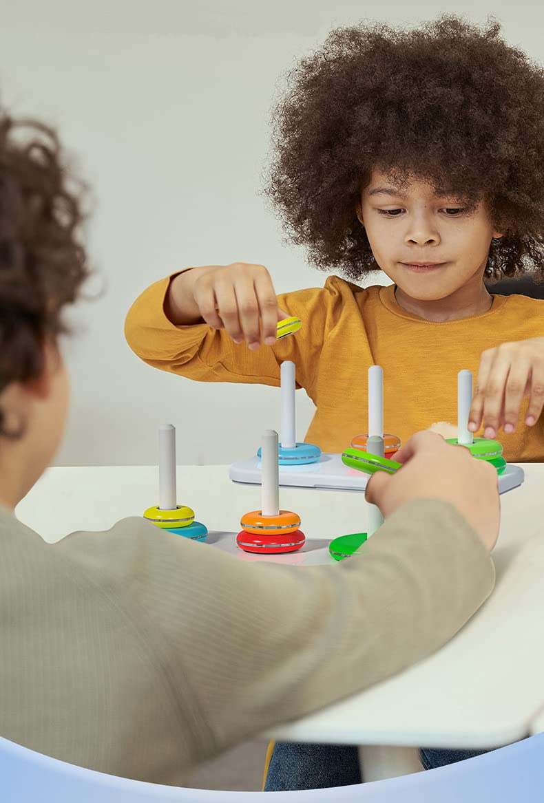 Tanch Hanoi Tower Puzzle All In One Logical Thinking Tower Of Hanoi Brain Teaser Puzzle Stacking Boxes Game Toys For Kids And Adults (8 Rings)