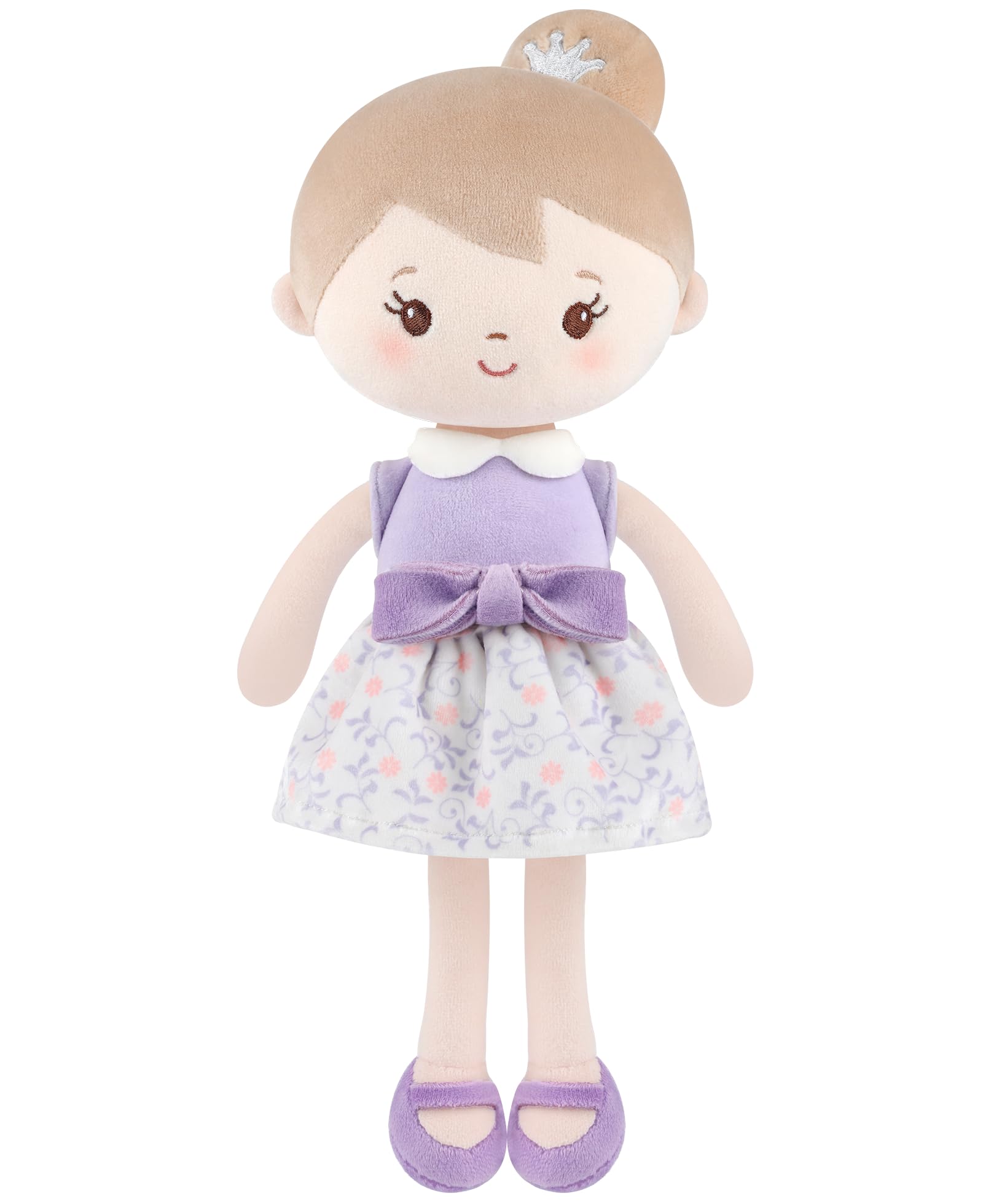 GAGAKU Soft Plush Baby Doll for Girls (12 ) - My First Baby Doll Gift for Girls  Toddlers & Infants  Machine Washable Rag Doll Toy - Purple Skirt Girl