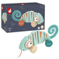 Janod - Tropik Pull-Along Chameleon - Wooden Early-Learning Toy - Silent Wheels - Educational Walking And Balancing Toy - Water-Based Paint - 1 Year + J08264, Green