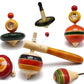 Signy Handcrafted Channapatna Wooden Spinning Tops Set | Traditional Lattu Bhawra Bambaram Toy | Pack Of 6 Colorful Spin Tops | 