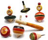Signy Handcrafted Channapatna Wooden Spinning Tops Set | Traditional Lattu Bhawra Bambaram Toy | Pack Of 6 Colorful Spin Tops | 