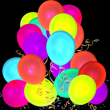 210 Pieces Colored Neon Balloons For Black Light Glow In The Dark Balloons Neon Party Decorations Glow Party Supplies Uv Reactiv