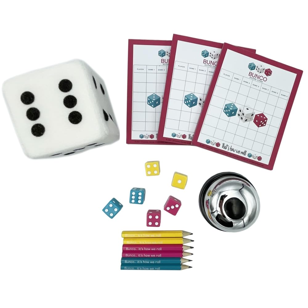 University Games | Bunco Party In A Box Game, For Ladies Night With The Girls, Complete With Fuzzy Die! For 2 To 12 Players Ages 8 And Up, White