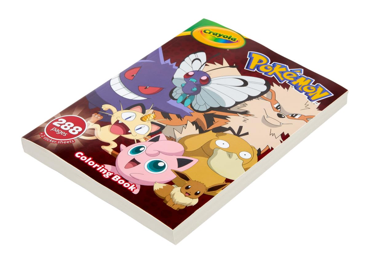 Crayola Giant Pokemon Coloring Book - 288 Pages, 2 Sticker Sheets, 10.75"x7.75", Paper, Travel Activity for Kids & Adults, Ages 3+