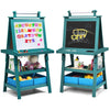 Honey Joy Art Easel For Kids, 3-In-1 Double-Sided Wooden Toddler Easel W/Magnetic White Board & Chalkboard, Paper Roll, 2 Storage Bins, Painting Dry Erase, Kids Easel For Boys Girls Aged 3+ (Blue)