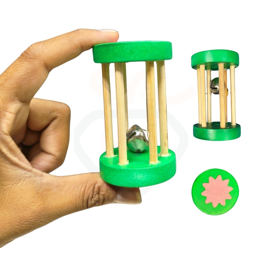 Wooden Baby Rattle Toy For Infants | Handmade Rolling Bell Rattle For Babies | Montessori Sensory Wooden Toy For Newborn, Infant