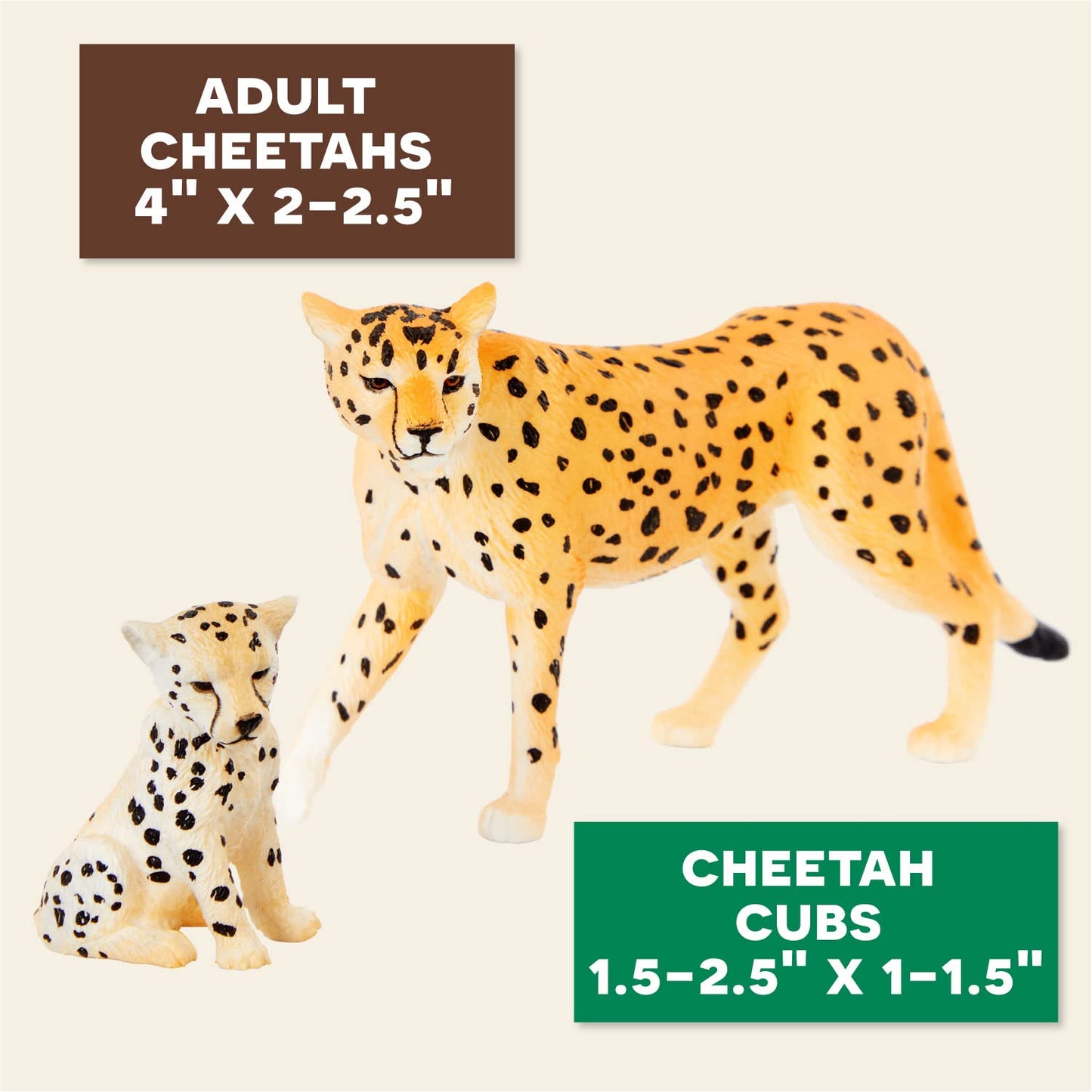 Terra By Battat – 4 Pcs 1-4' Cheetah Toys Family Set - Plastic Cheetah Figurines – Realistic Zoo Animals – Collectible Safari Animals Figures For Kids 3+