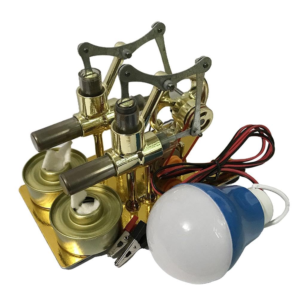 Ecomistiq Hot Air Stirling Engine Motor Model (2Cylinder), Electricity Power Generator Model, Steam Education Toy Kit| Other Sc