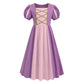 Addacos Girls Renaissance Medieval Dress Princess Costume Halloween Outfits Birthday Party Dress Up Clothes (Purple, 120 (4-5T))