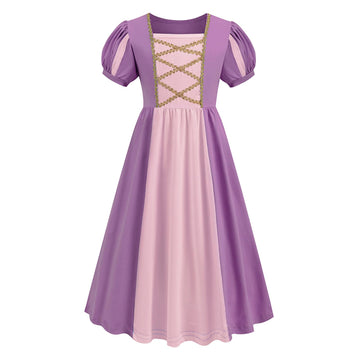 Addacos Girls Renaissance Medieval Dress Princess Costume Halloween Outfits Birthday Party Dress Up Clothes (Purple, 120 (4-5T))