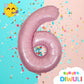 DIWULI 40 Inch Pastel Pink Number 6 Balloon - Large Foil Balloon for 6th Birthday Party Decorations, XX-Large Size