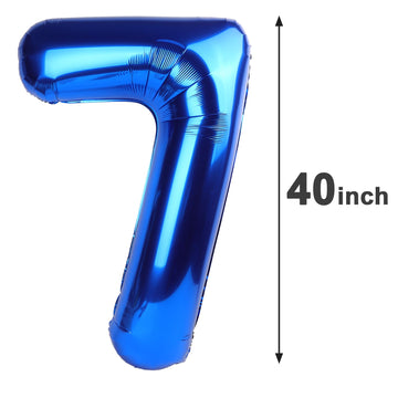 Navy Blue Large Number 7 Balloon 40 Inch, 7Th Seven Birthday Balloon Number, 7 17 27 37 57 77 Year Old Birthday Balloons, Mylar