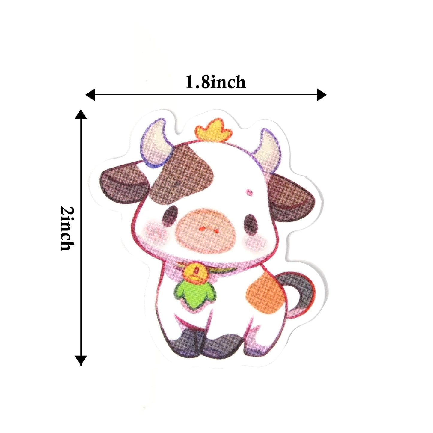 Aowplc Cute Cow Stickers | 50 Pcs Kawaii Rainbow Cow Stickers | Waterproof Vinyl Decals For Water Bottles Laptops