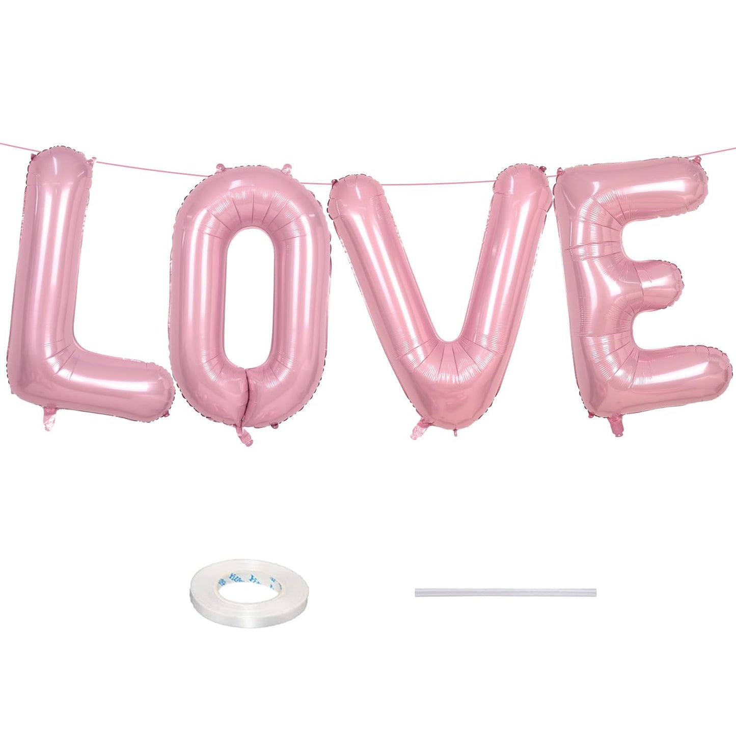 40 Inch Pink LOVE Balloons, Large Letter Balloons Foil Helium Balloons, Pink Mylar Big Alphabet Balloons, Light Pink Balloon Let