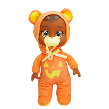 Cry Babies Tiny Cuddles Halloween Bonnie - 9'' Baby Dolls, Cries Real Tears, Orange And Yellow Pumpkin Themed Pajamas
