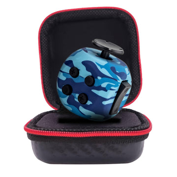 Pilpoc Thefube Fidget Cube - 6 Sided Toy For Adults And Kids - Stress Relief & Focus - Audible/Silent With Carry Case (Navy Shad