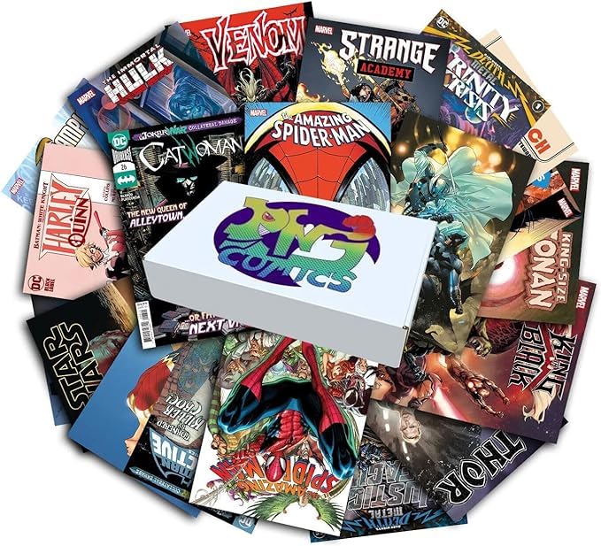 DNJ COMICS Marvel Comics & DC Comic Books Collection 25 Pack - Comic Book Gift Box for Kids, Teens and Adults - Great Mix of Uni
