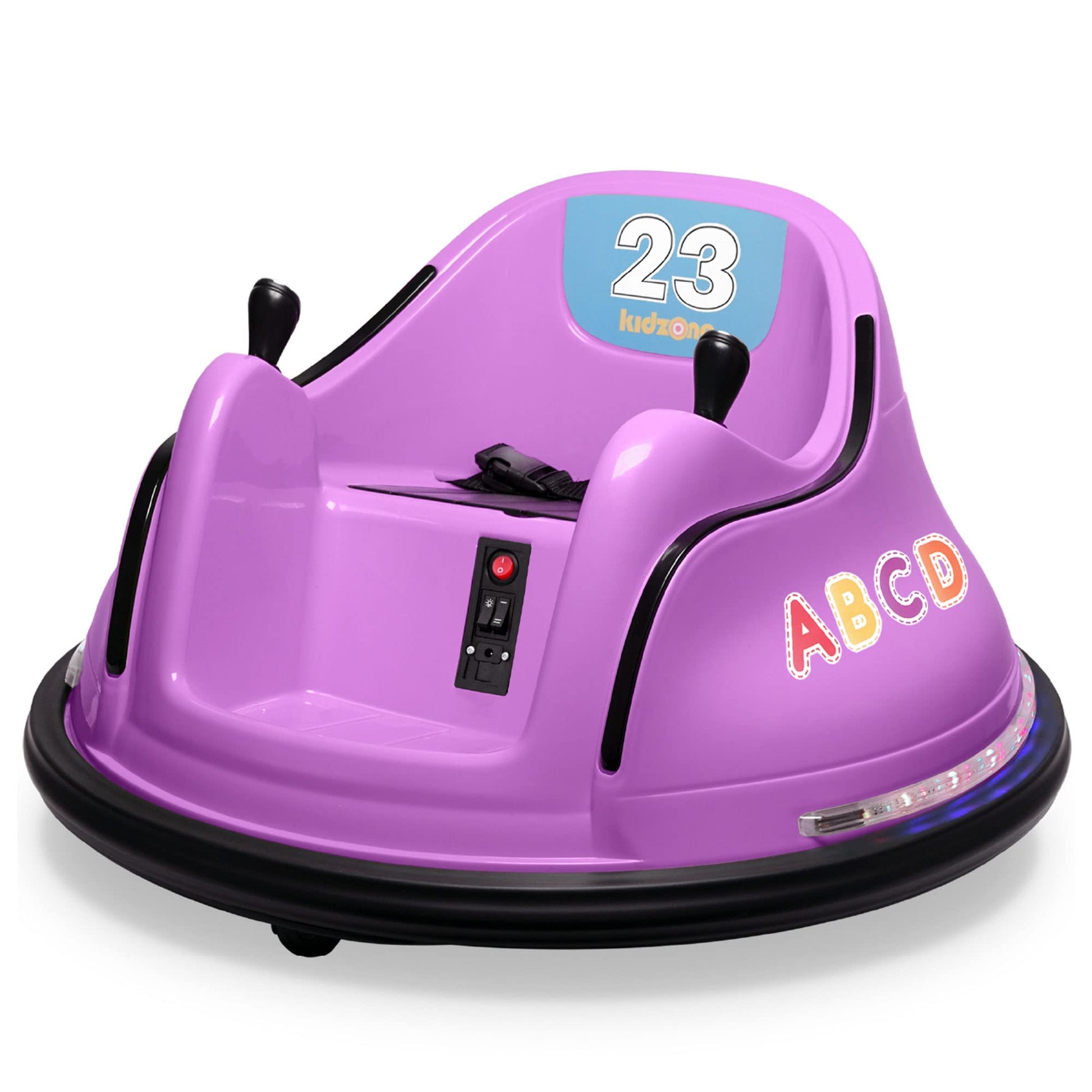 Kidzone 12V 2-Speeds Electric Ride On Bumper Car For Kids & Toddlers 1.5-5 Years Old, Diy Sticker Baby Bumping Toy Gifts W/Remote Control, Led Lights, Bluetooth & 360 Degree Spin, Astm Certified