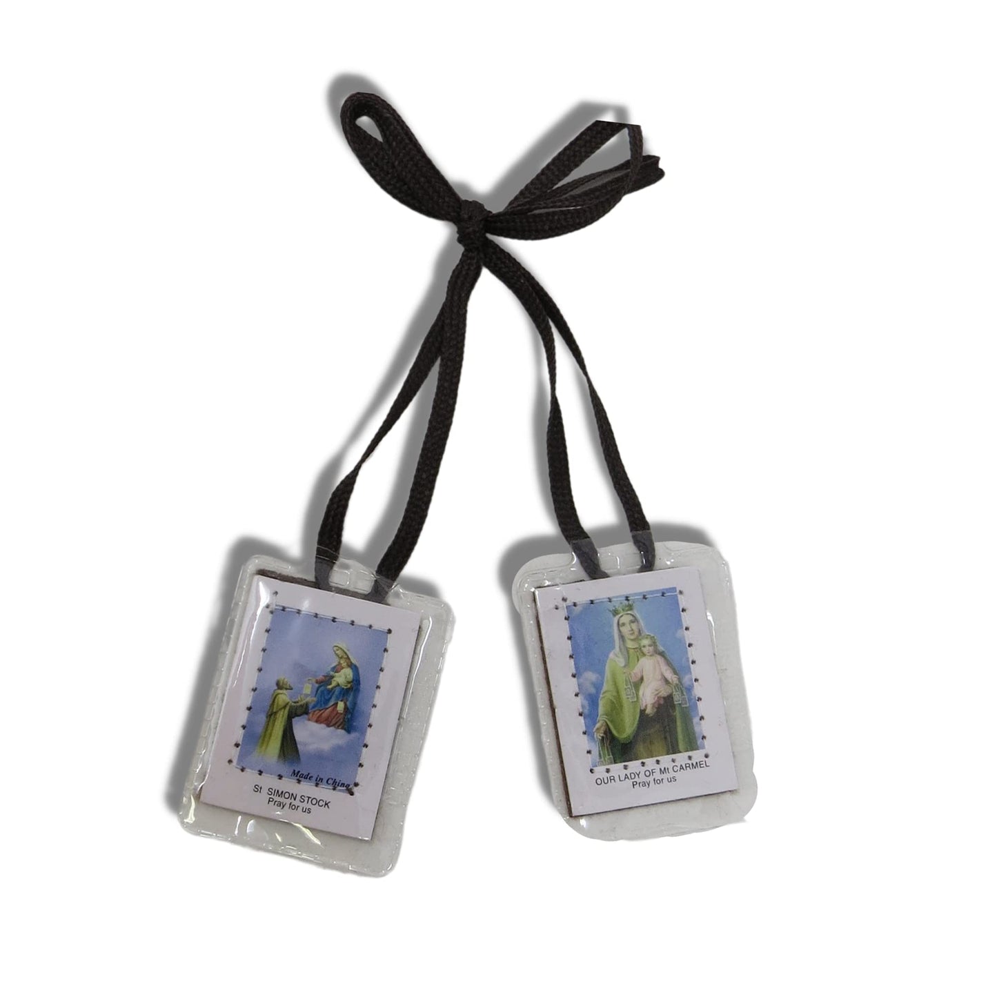Needzo Laminated Catholic Scapular For Men And Women, Full Color St. Simon Stock And Our Lady Of Mt Carmel Scapulars, 18.5 Inche