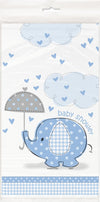 Blue Elephant Boy Baby Shower Plastic Tablecloth, 84 x 54