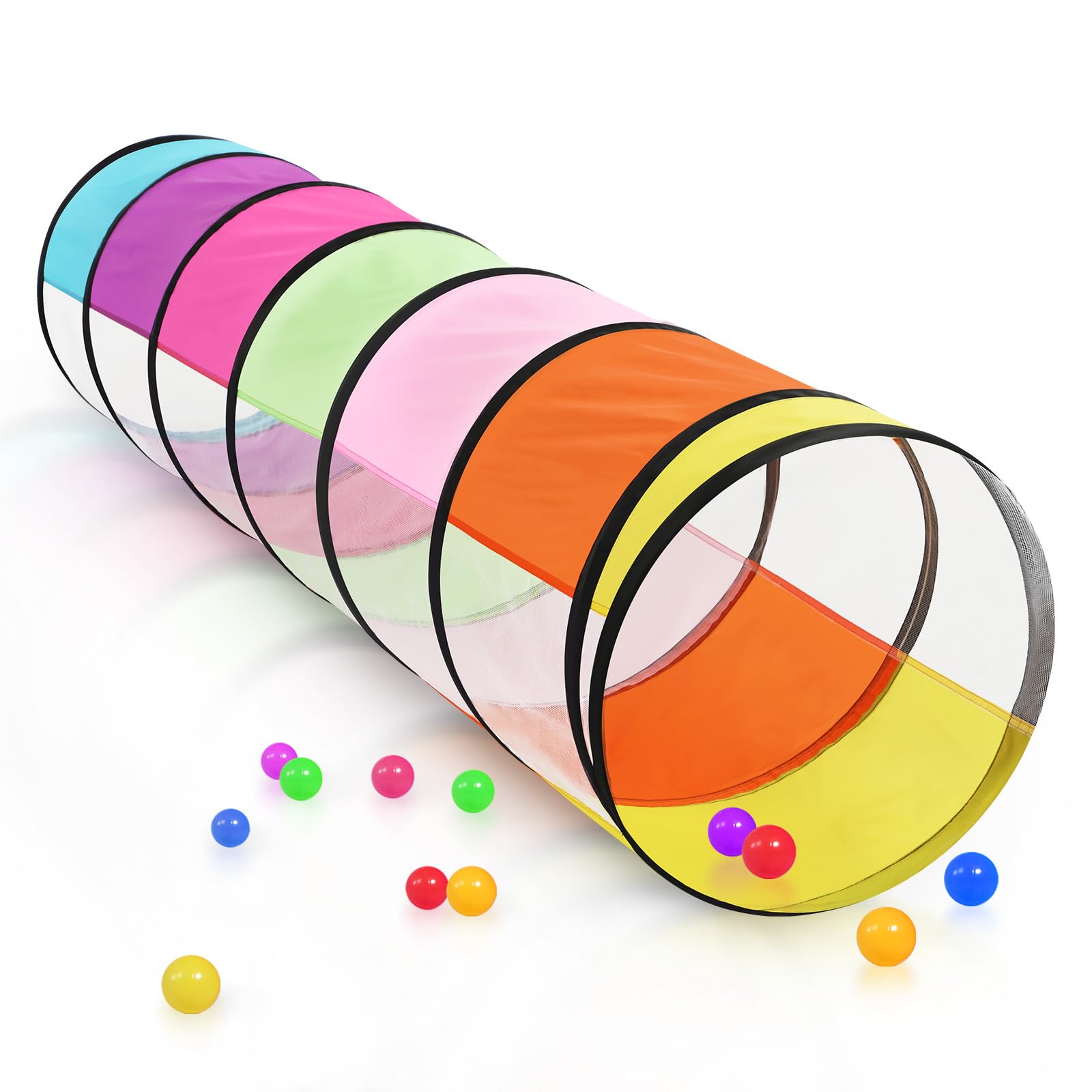Colorful Baby Play Tunnel For Toddlers With 2 Mesh Sides, Kids Crawling Tunnel Play Tent Pop Up Toddlers Tunnel, Cat Tunnel For 