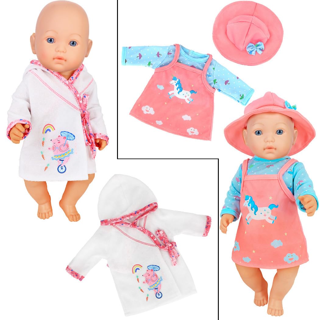 7 Sets Baby Doll Clothes Accessories Play Set Include Rompers Dress Outfits Hat For 14-16 Inch Dolls And 43Cm New Born Baby Dolls (Not Include Doll)